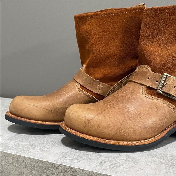 Brown Leather And Suede Ankle Boots with Buckles Size 7 - Picture 7 of 16